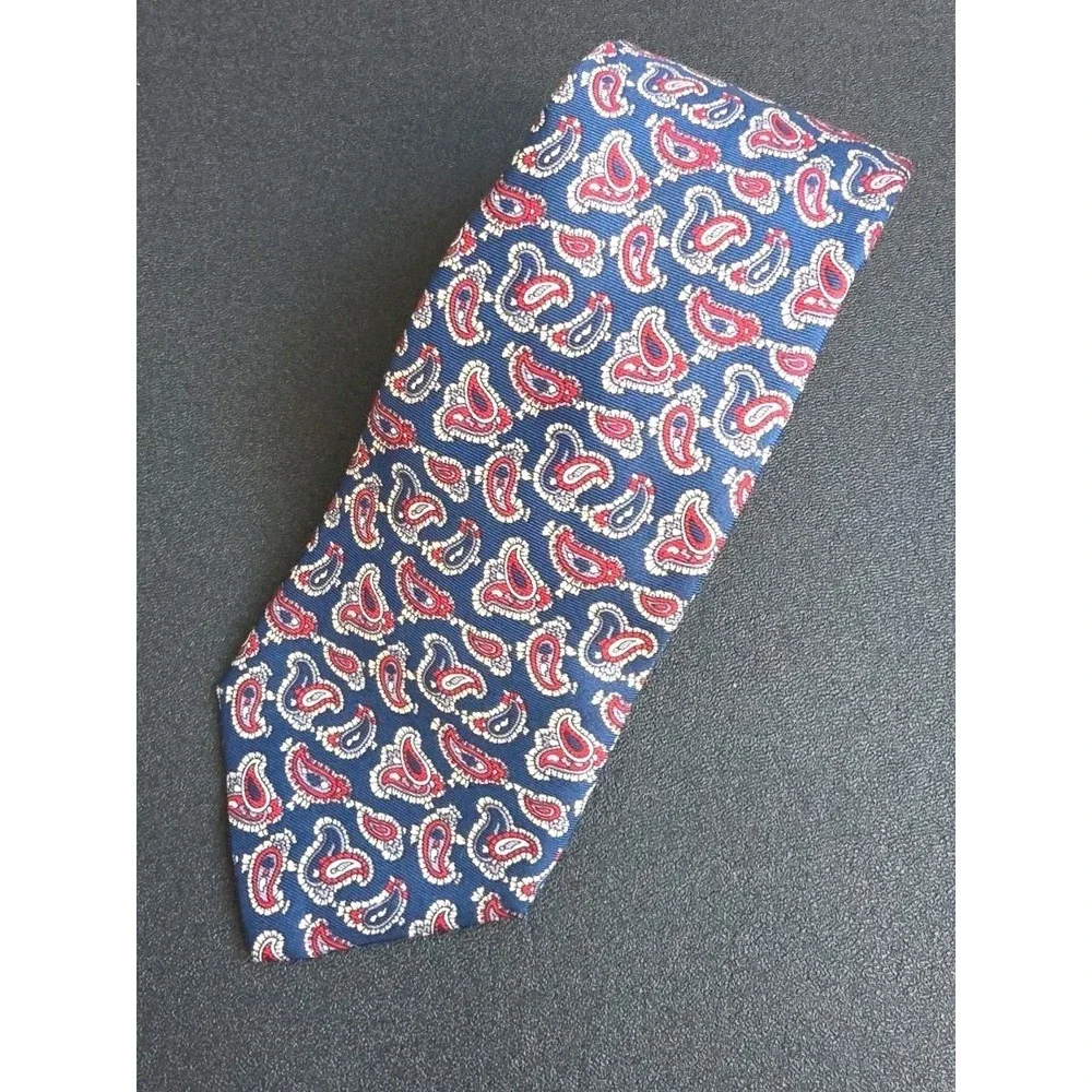 Liberty of London Necktie Mens Classic BLUE Paisley Silk Heritage VTG Tie USA